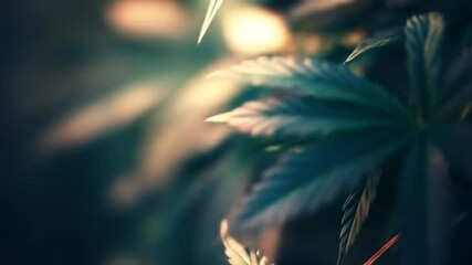 Close-up of a cannabis leaf, textured and detailed