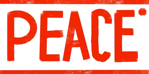 letter peace, peace illustration with unique simple font pattern, with red color, suitable for peace campaign design, not ai generate