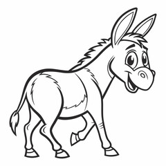 Cute Donkey Icon in Black and White