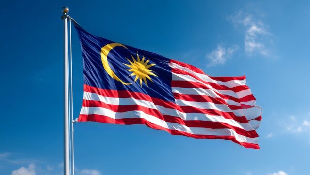 Celebrating Malaysia's Independence Day with the national flag waving proudly - Powered by Adobe