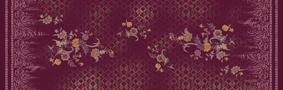 floral allover design and ajrak design with high quality.
