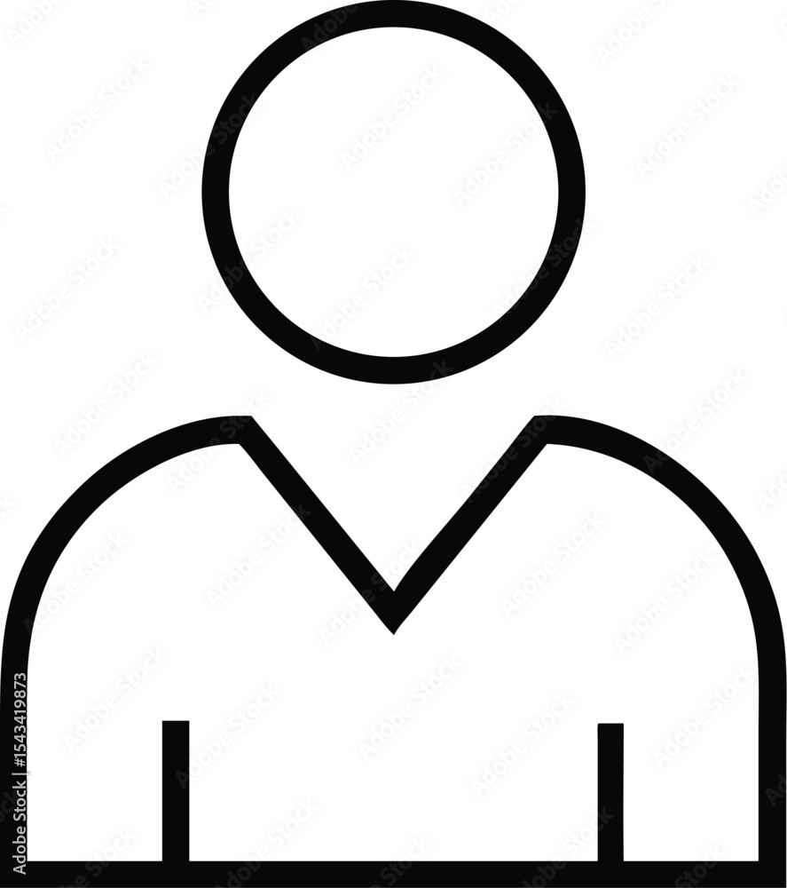Poster minimalist profile icon: simple line drawing of a generic person, avatar symbol for user interface d