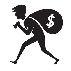 silhouette of someone stealing a sack of money