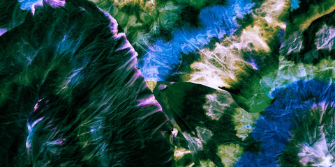 Blue Acrylic Texture. Turquoise Tie Dye.