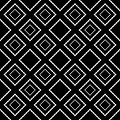 Seamless geometric black and white vector pattern with a vintage square texture for a stylish textile decoration or architectural backdrop