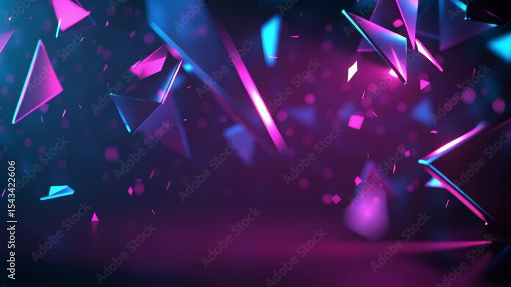 Aufkleber abstract neon background with glowing triangles. glowing lines and shapes. banner design.