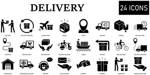 Set of delivery Icons or symbols Vector fully editable file.