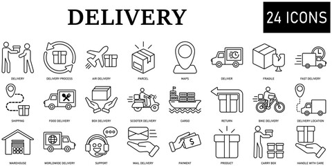 Set of delivery Icons or symbols Vector fully editable file.