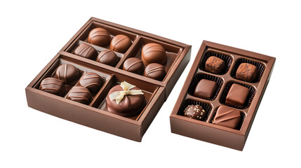 Obraz premium Pack Collection Luxury Chocolate Assortment Gourmet Chocolates in Elegant Boxes set against transparent background