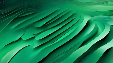 Abstract Art with Green Flowing Lines