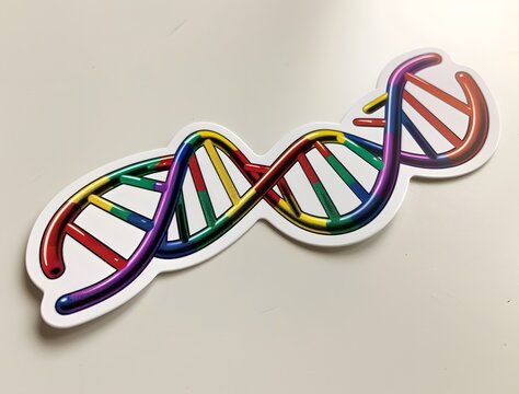 Colorful DNA Double Helix Illustration, Rainbow Genetic Code Molecule, Science, Medicine, Biology