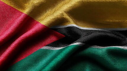 Silk flag of Mozambique celebrating Independence Day with vibrant colors and rich textures