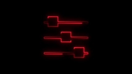 Animated red neon light sliders on black background for technology interface design