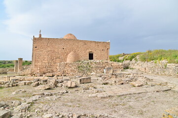 Temple Remains at Archaeological Site of Dougga, One of the Best-Preserved Roman Cities in North Africa