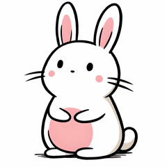 Fototapeta premium Cute White Cartoon Rabbit Sitting