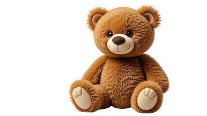 Fototapeta premium Cute fluffy teddy bear toy for kids children plush toy gift soft toy adorable bear stuffed animal brown bear on transparent background