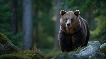 Fototapeta premium A majestic bear in a serene forest setting