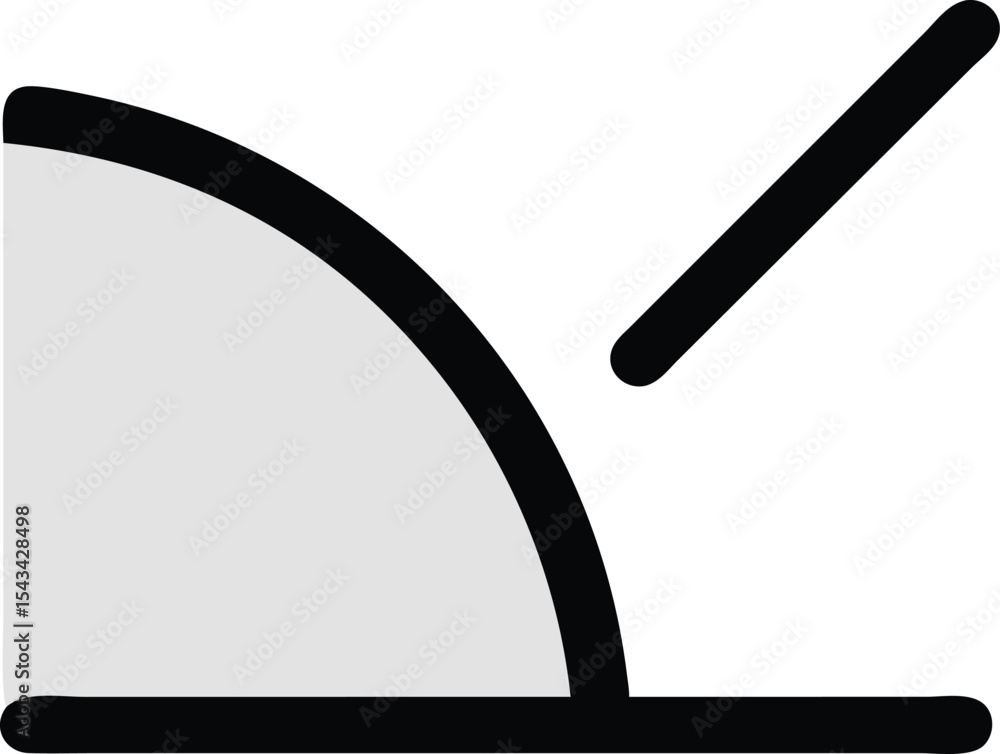 Poster geometric quarter circle and line illustration: abstract design element with simple shapes in minima