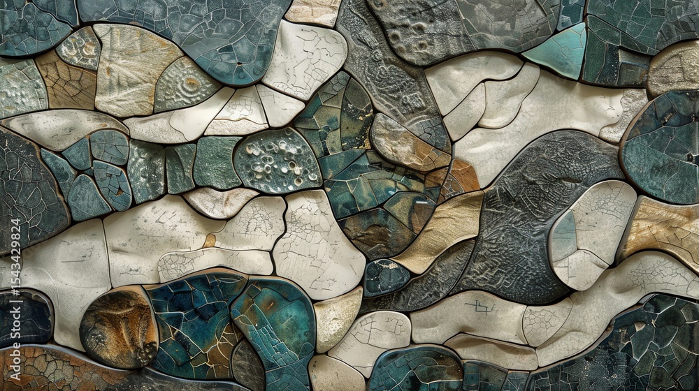 Poster abstract background with a variety of shapes and colors. the shapes appear to be made of different m