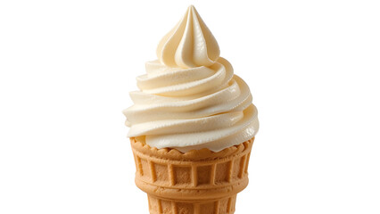 Delicious vanilla soft serve ice cream cone dessert treat isolated on white background summer refreshment 100 on transparent background