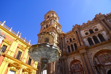 view to the catholic cathedral Santa Iglesia Catedral Basílica de la Encarnación, the Fuente...