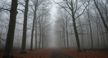 Fototapeta premium dark foggy forest