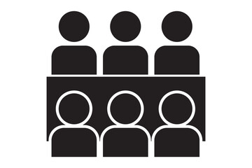 Conference Room Meeting Icon. Business meeting group at table, conference room icon. Team business meeting with teamwork and collaboration vector icon for apps and websites.