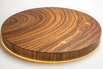 Obraz premium Warm Brown Wooden Texture with Circular Grain and Golden Light on white background