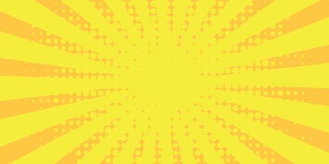 Orange Sunburst Pattern with yellow Background. Rays. Radial. Summer Banner. Exploding star burst texture japanese radius cartoon pattern abstract eps editable vector
