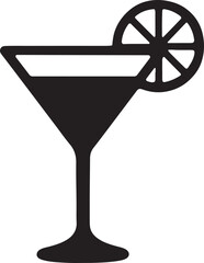 Silhouette of a cocktail glass with a lime slice, perfect for bar, party, summer, and drink-themed designs.