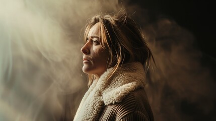 Thoughtful young woman looking away with a glimmer of hope in her eyes.