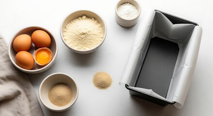Baking Ingredients Eggs Flour Pan for Recipe