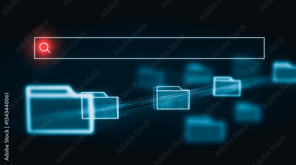 Poster digital search and connection: a visual representation of data search and digital connectivity, with