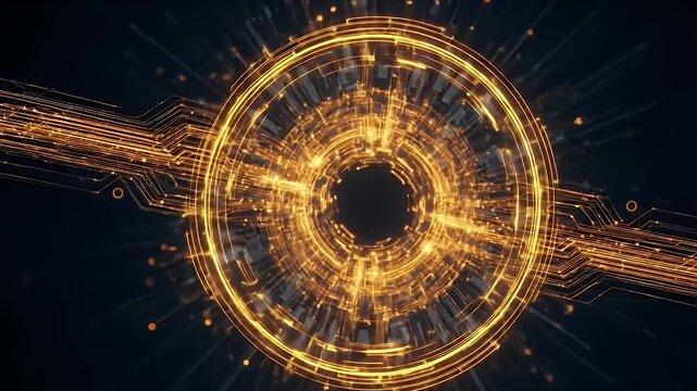 テクノロジーの中心部 輝く回路基板