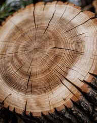 Fototapeta premium High-Resolution Close-Up of Tree Rings on a Cut Log