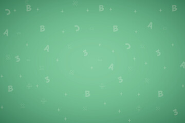 Seamless green chalkboard background with educational letter and number patterns. Ideal for school design themes.