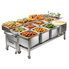 Stainless Steel Buffet with Diverse Culinary Dishes