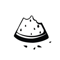 Bitten piece of watermelon monochrome fruit vector