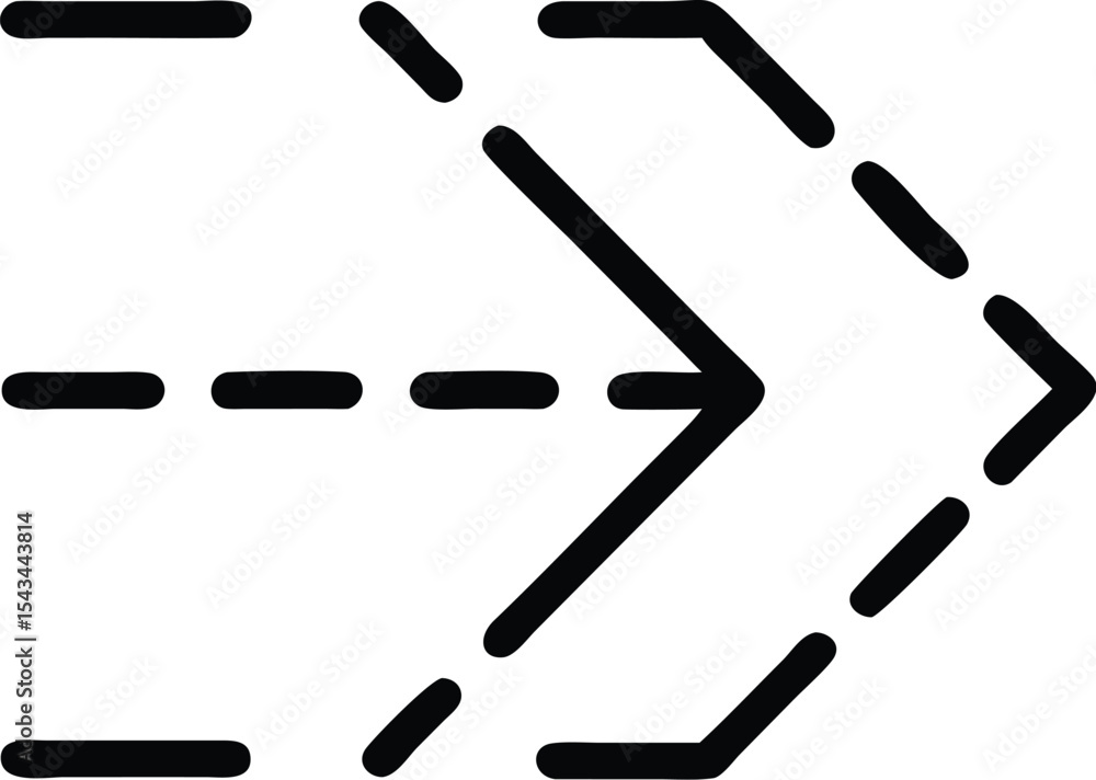 Poster dashed arrow direction indicator: minimalist line art guiding movement with pointers, navigation, an