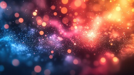 Vibrant abstract background with colorful bokeh and particles.