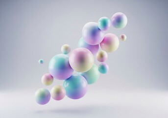 Fototapeta premium A vibrant cluster of glossy pastel spheres floating in a minimalist space, symbolizing playful interconnectedness, abstract harmony, and modern digital design.