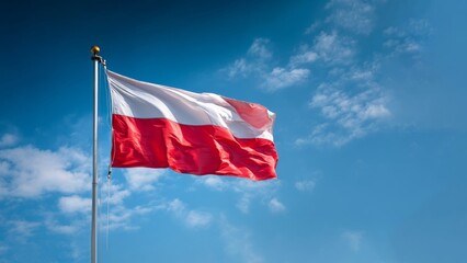 Poland flag proudly displayed on Independence Day under a clear blue sky