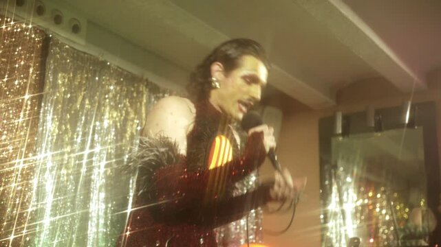 Drag Queen Performs Captivating Act at Local LGBTQ Event in Vibrant Venue