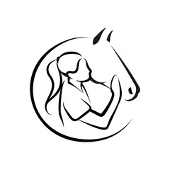Horse and women line logo