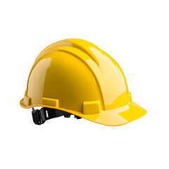 Fototapeta premium Bright yellow safety helmet, ideal for industrial use.
