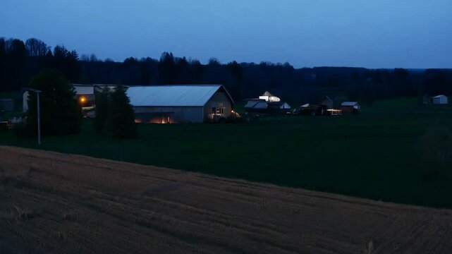 Rural twilight farmland