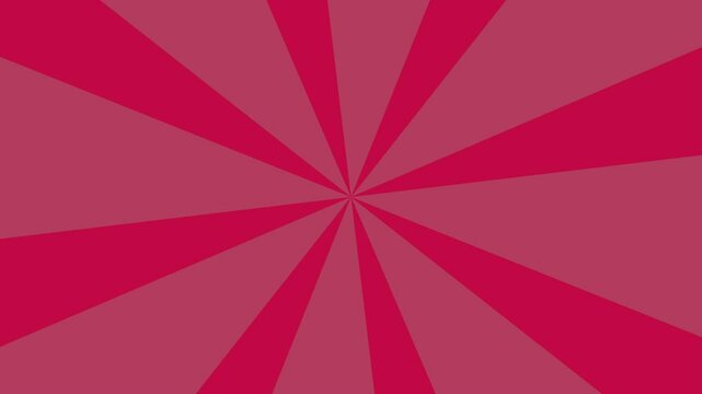 Pink stripes rotating. Motion rays abstract red background.  Looped 4k animation.
