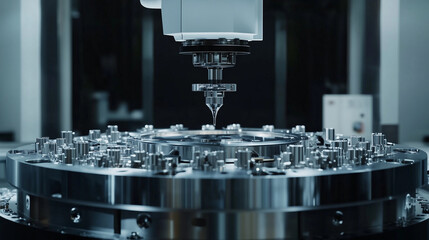 Advanced automated machine tool in smart factory with robotic assembly system smart machine tool, robotic assembly, industrial robot, automated production, manufacturing automation