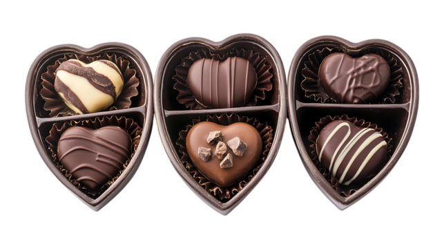 Pack Collection Delicious Chocolate Heart Candies Valentines Day Treats  Gourmet Sweets set against transparent background