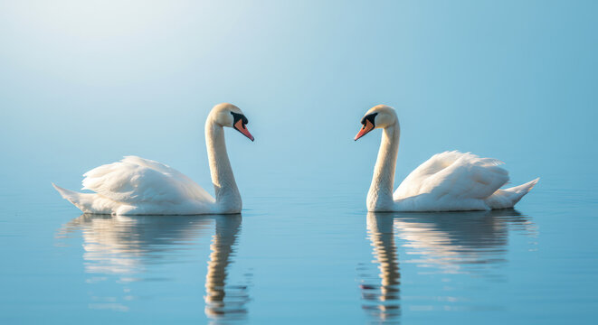 Elegant Swans A Symbol of Love and Grace on Calm Water